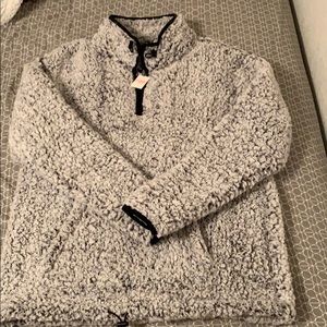 NWT VS Pink Sherpa Quarter Zip. Size M. Gray color